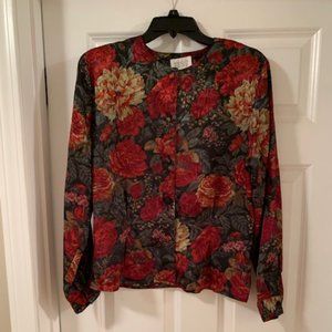 Womens' Floral Satin Blouse